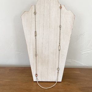 LOFT Long Peach Pink Beaded Necklace NWOT